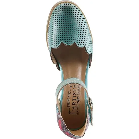 L'Artiste by Spring Step Womens Parchelle Ankle Strap Shoe -- Sky Blue Multi NEW